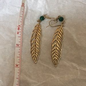 Gold feather boho earrings